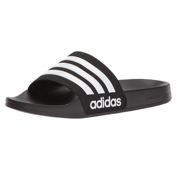 RESTOCK! Men’s Adidas Slides Sandals Black White - Picture 2 of 13